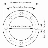 Flachdichtung, rund, DIN 86044, DN 100, PN 2,5, 220,00 x...