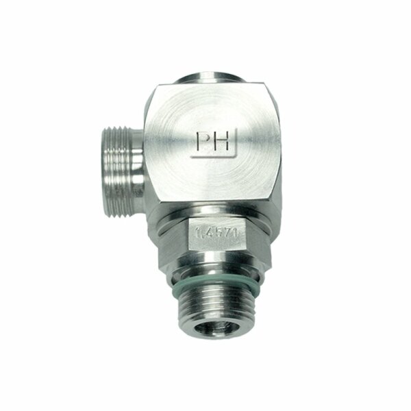 Winkel-Drehverschraubung, DGWE-L-06-G 3/8"-wd-OMD, Edelstahl 1.4571 / FKM