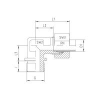Winkel-Einschraub-Verschraubung, WE-L-22-G 3/4"-z, Edelstahl 1.4571