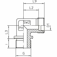 Winkel-Einschraub-Verschraubung, WE-S-20-M 27x2-z-OMD, Edelstahl 1.4571