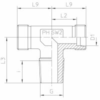 T-Einschraub-Verschraubung, TE-L-10-1/4"-NPT-OMD, Edelstahl 1.4571