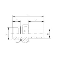 Gerader-Aufsteckstutzen, EVGE-S-16-G 3/4"-ov-wd, Edelstahl 1.4571 / FKM