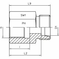 Gerade-Aufschraub-Verschraubung, GAI-S-20-G 3/4"-OMD, Edelstahl 1.4571