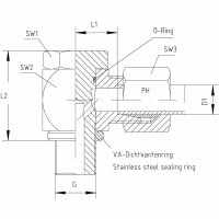 Winkel-Schwenk-Verschraubung, WHV-S-25-G 1", Edelstahl 1.4571