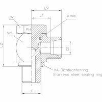 Winkel-Schwenk-Verschraubung, WHV-S-25-G 1"-OMD, Edelstahl 1.4571