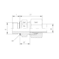 Gerade-Einschraub-Verschraubung, GE-LR-35-G 1 1/4"-wd, Edelstahl 1.4571 / FKM