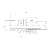 Gerade-Einschraub-Verschraubung, GE-L-35-M 42x2, Edelstahl 1.4571