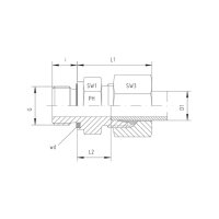 Gerade-Einschraub-Verschraubung, GE-L-28-M 33x2-wd, Edelstahl 1.4571 / FKM