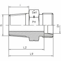 Gerade-Einschraub-Verschraubung, GE-L-35-1 1/4"-NPT-OMD, Edelstahl 1.4571